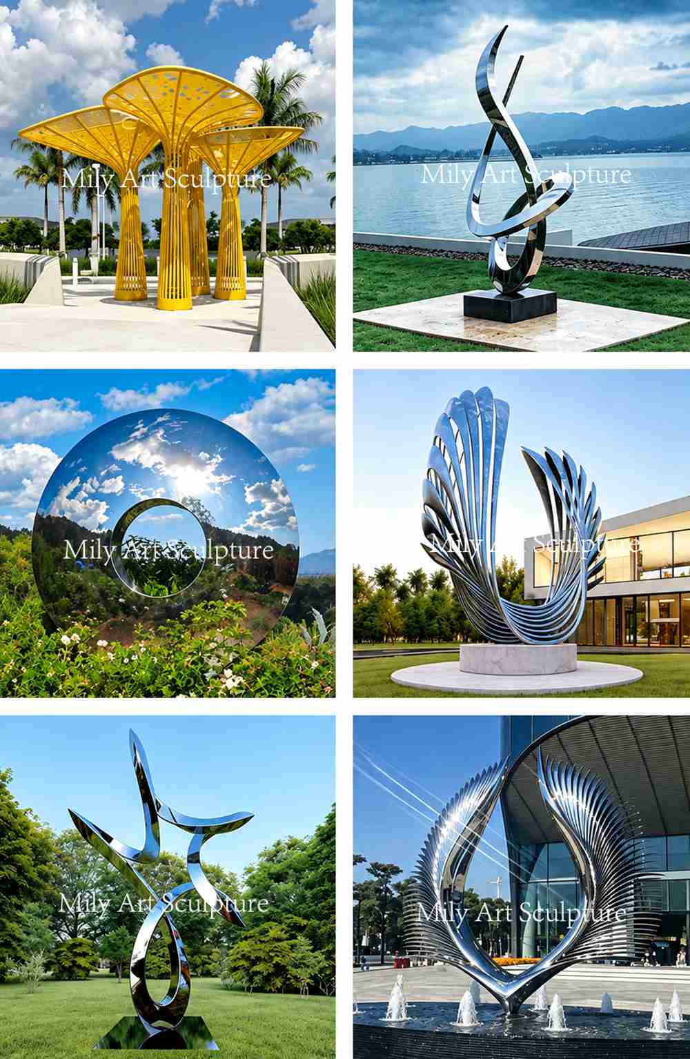 style comparison of stainless steel sculptures for garden
