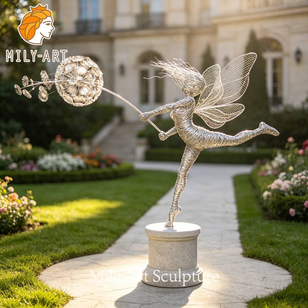 wire fairy dandelion sculpture