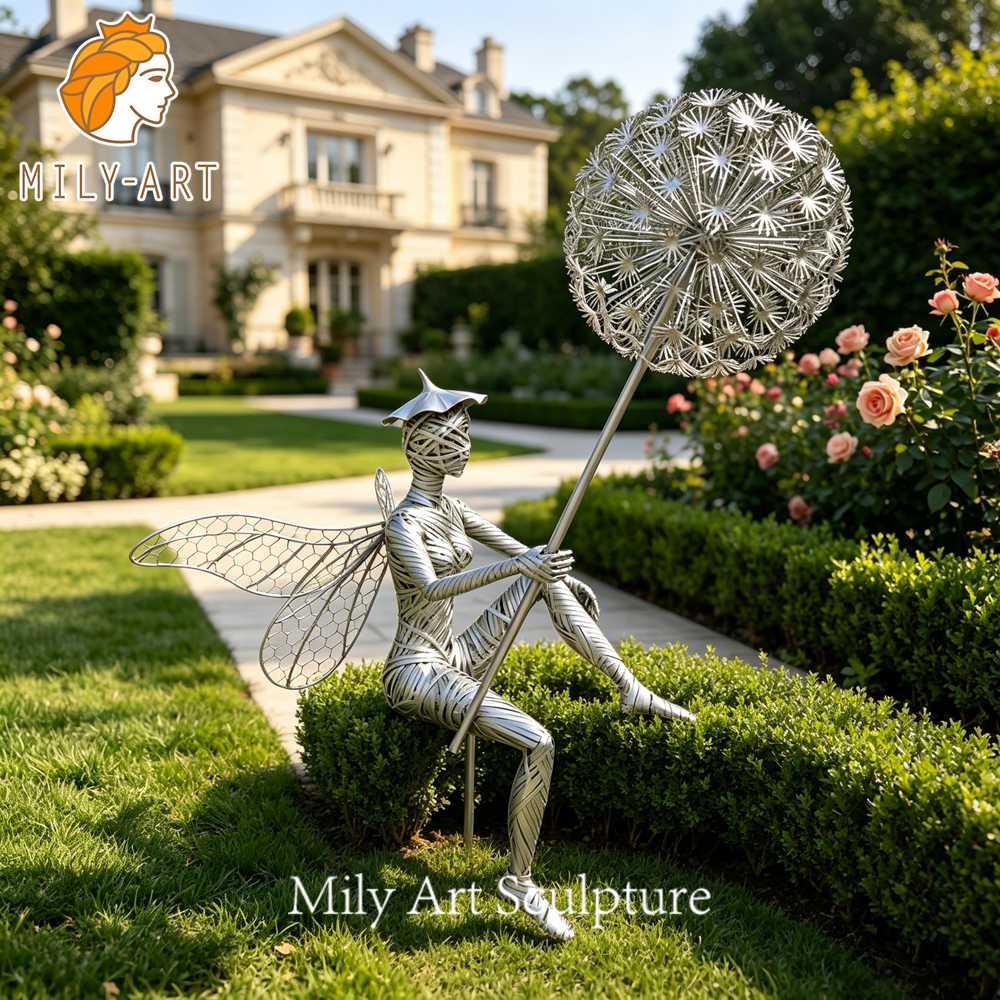 wire fairy dandelion statue