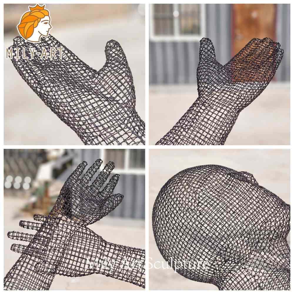 wire figure sculpture wire mesh detail
