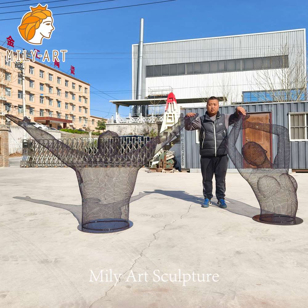 wire figure sculptures outdoor display
