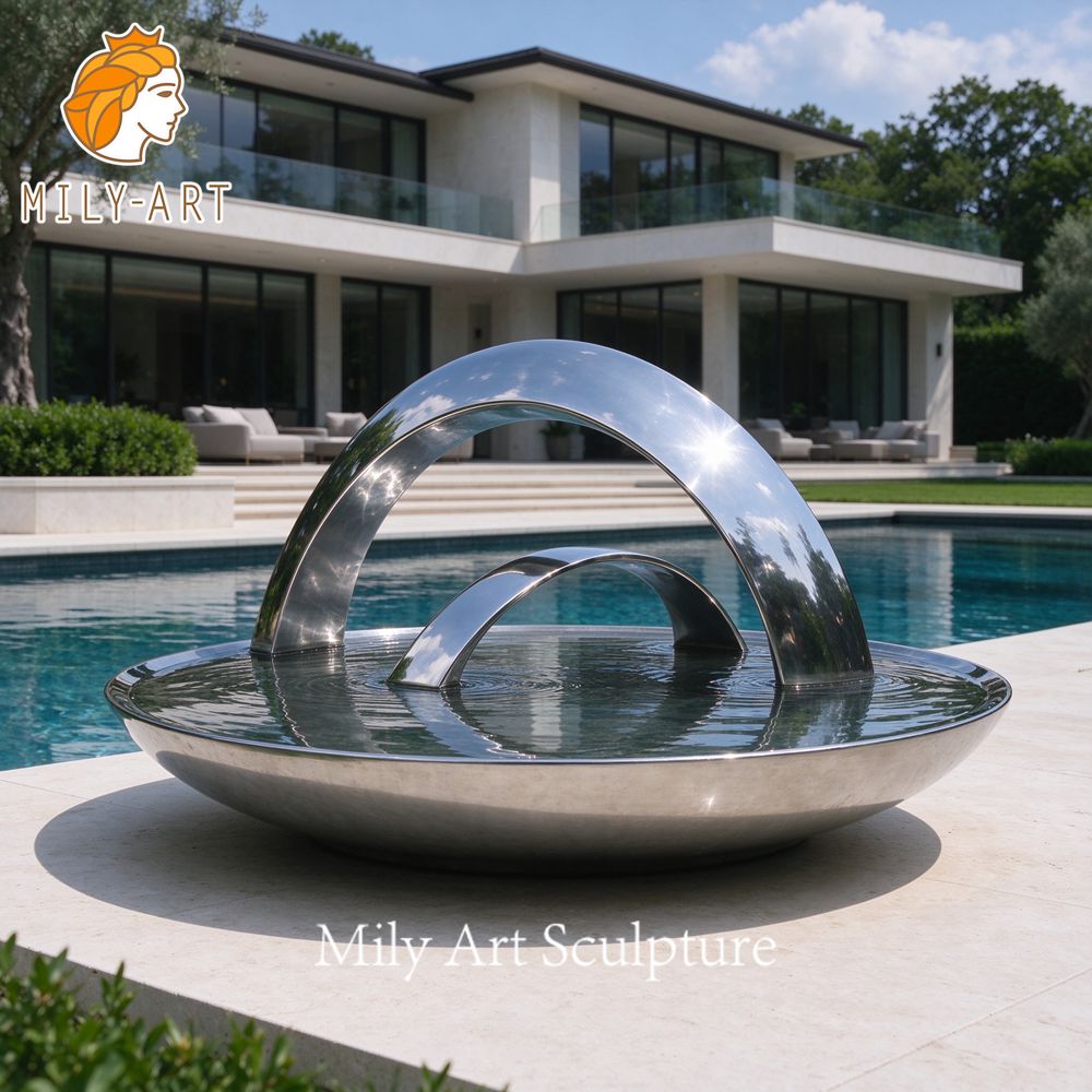 Curved Metal Poolside Sculpture