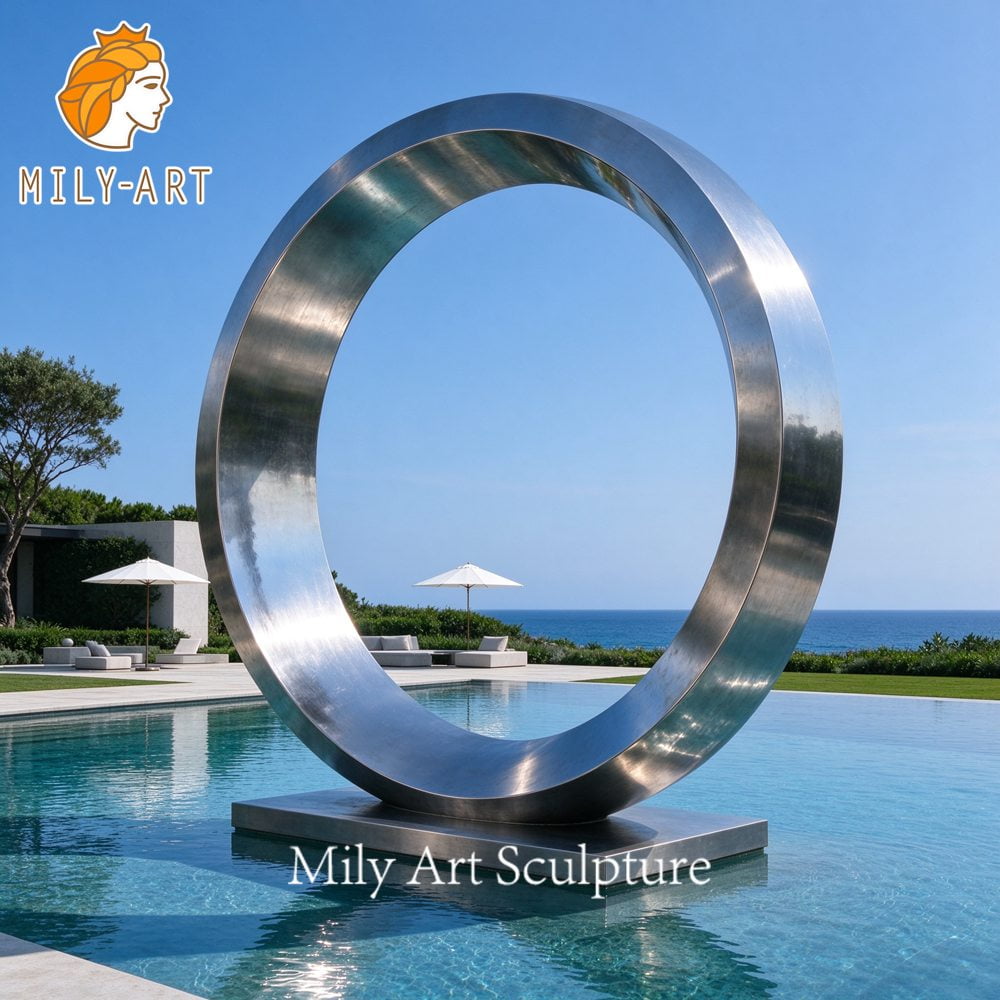 Metal Ring Poolside Sculpture