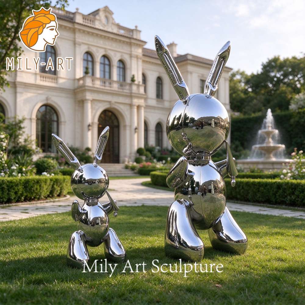 Pair of balloon rabbit sculptures