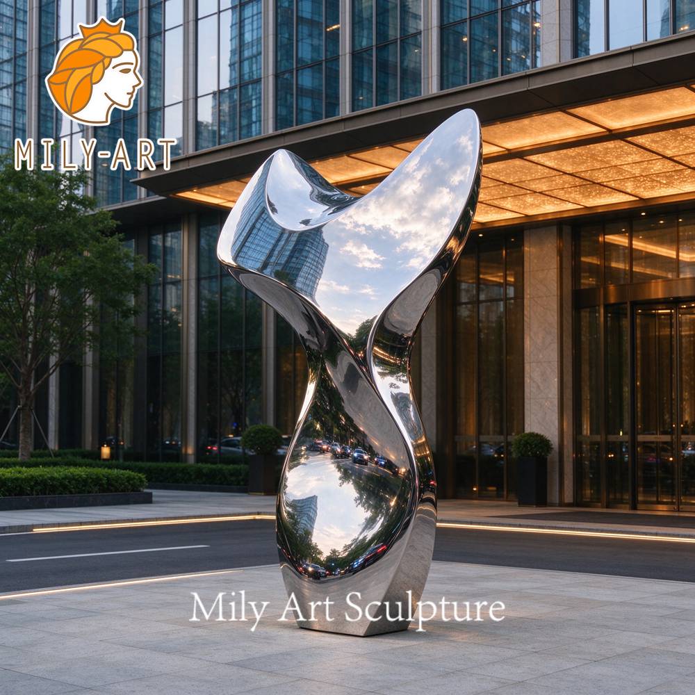 abstract mirror polished stainless steel sculpture