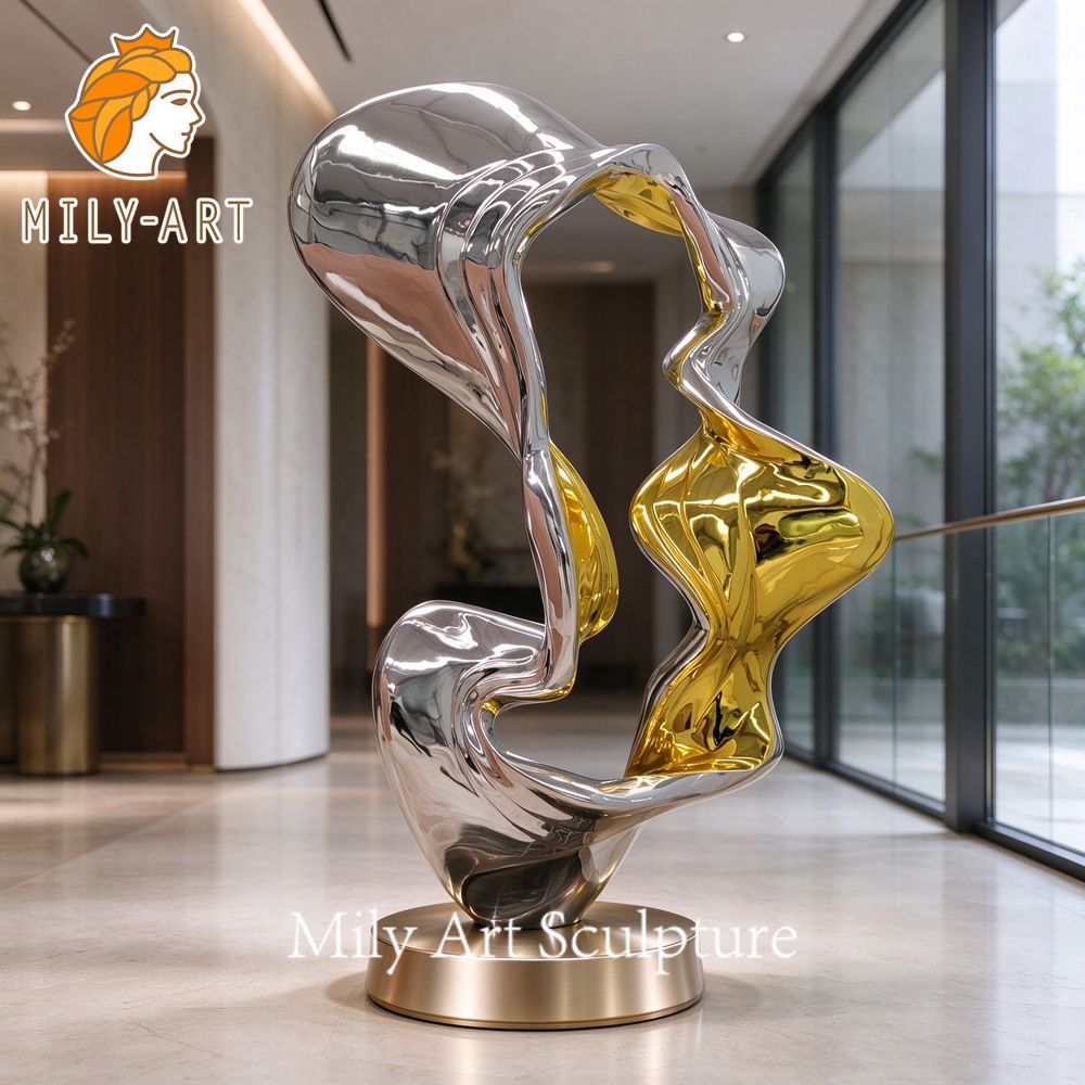 abstract stainless steel modern sculpture