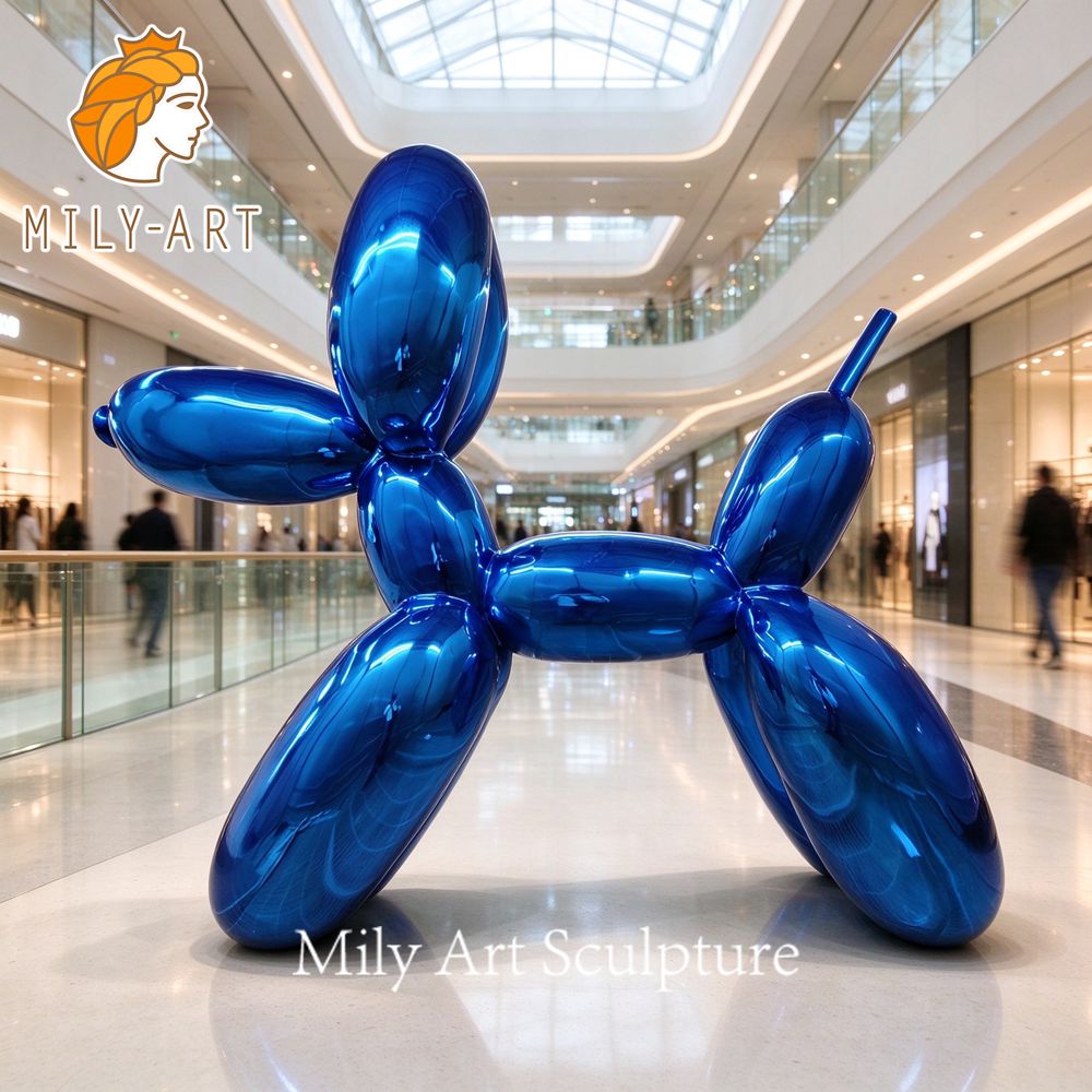 blue metal balloon dog sculpture