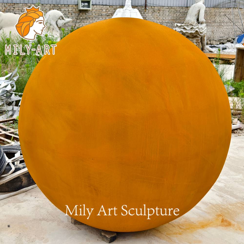 corten steel sphere sculpture factory