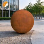 corten steel sphere sculpture outdoor