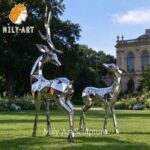 geometric stainless steel deer sculpture