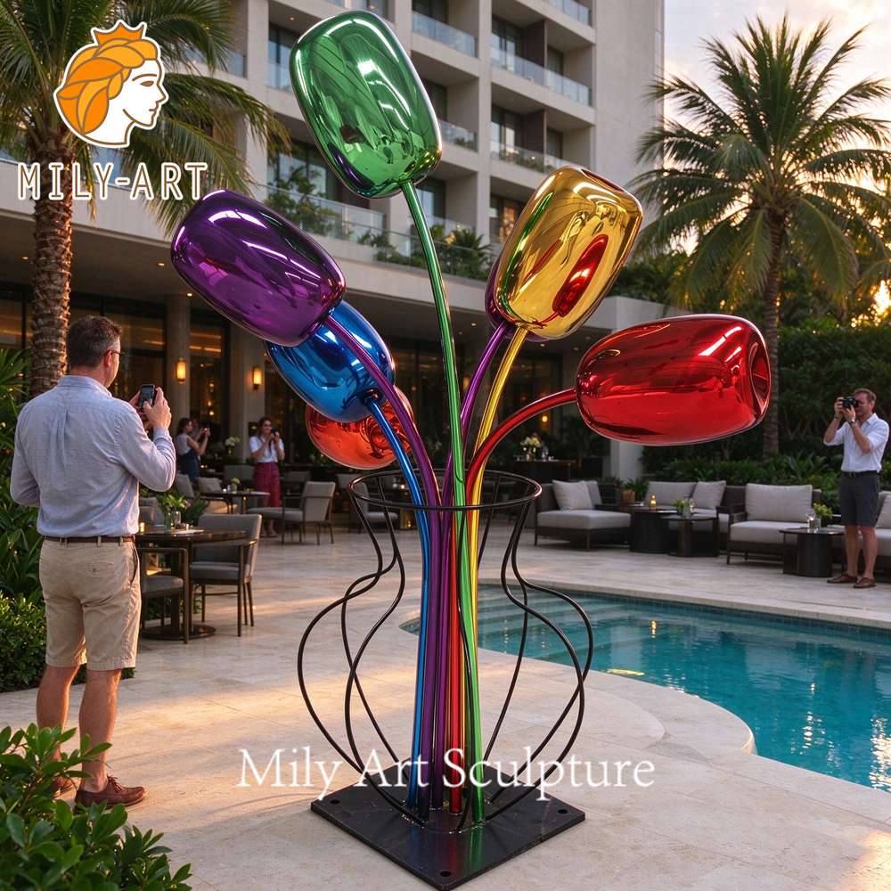 large metal tulip sculpture