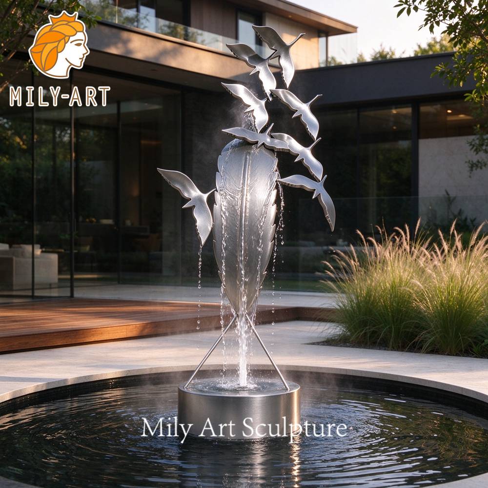large outdoor bird water fountain