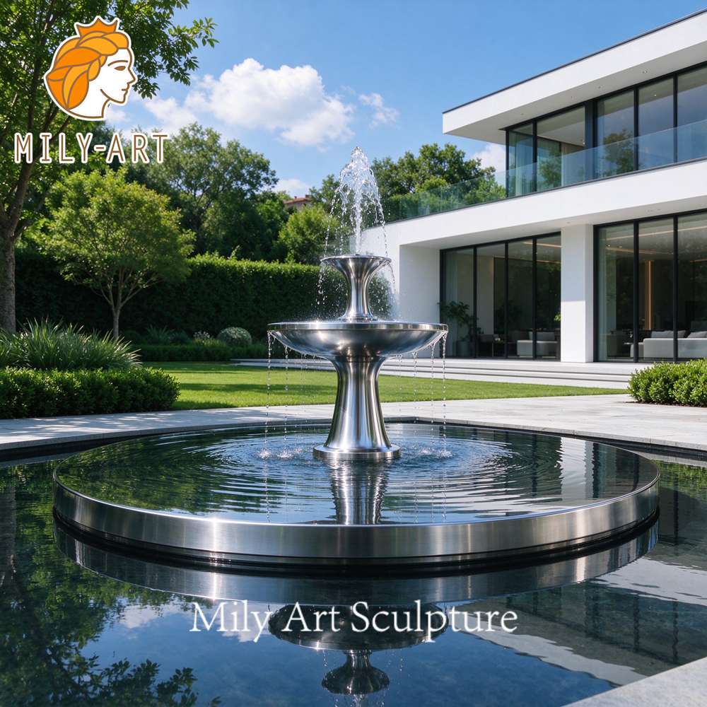 luxury villa stainless steel water feature