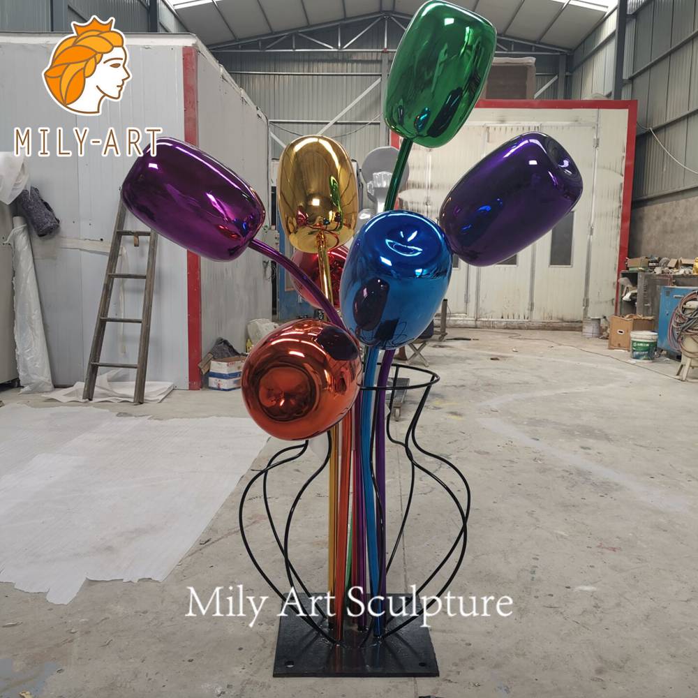 metal tulip sculpture color plating