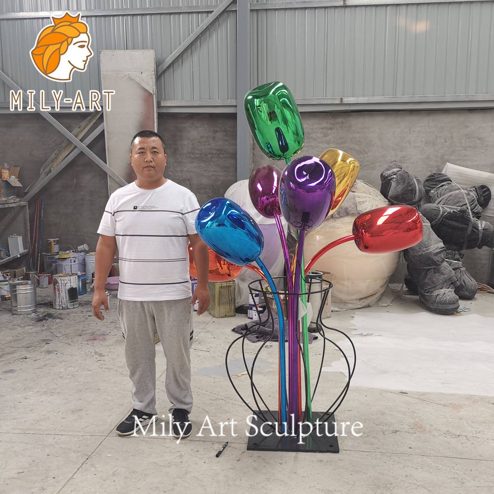 metal tulip sculpture finished