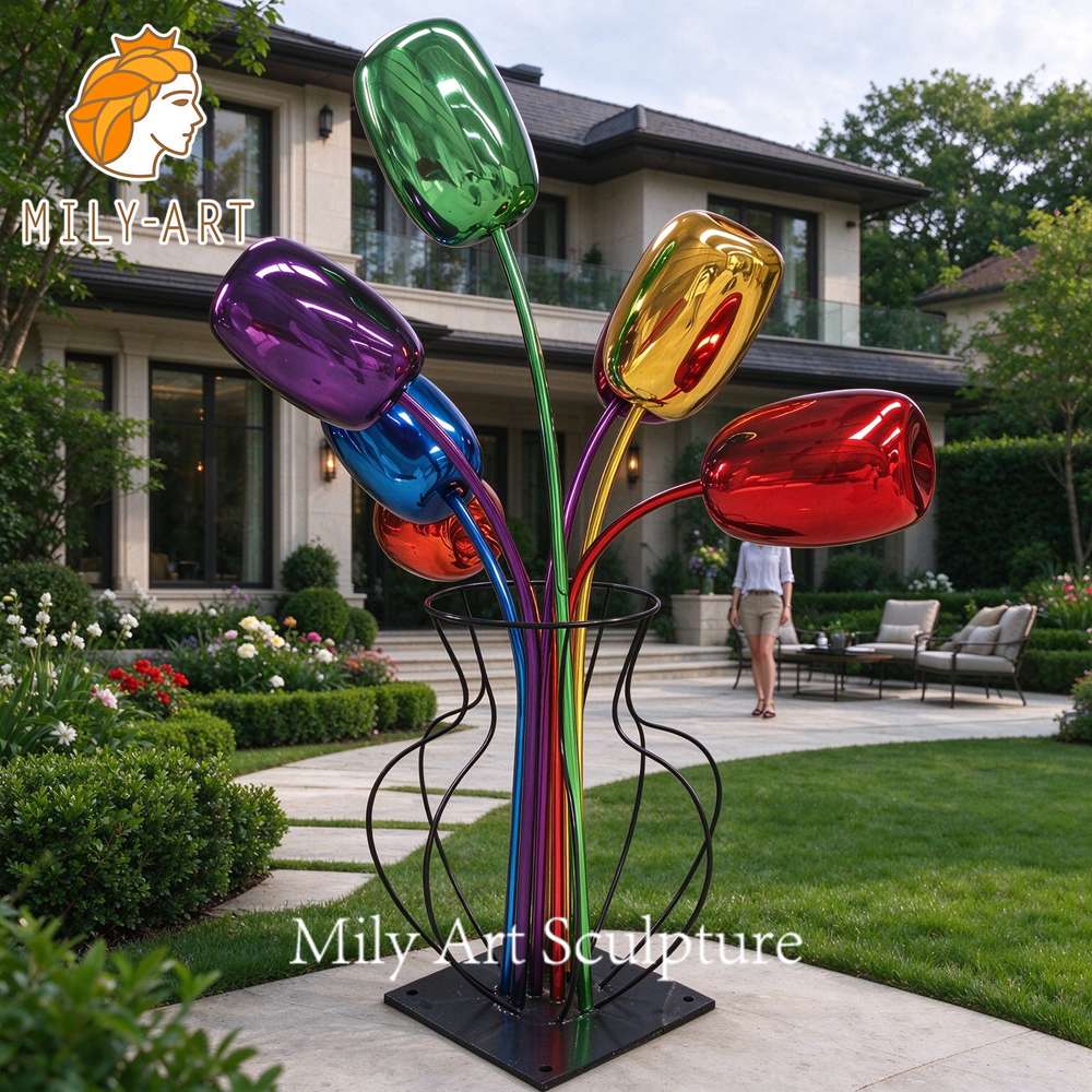 metal tulip sculpture for garden