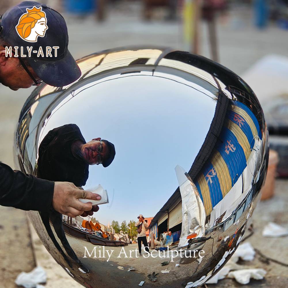 mirror polished sculpture closeup