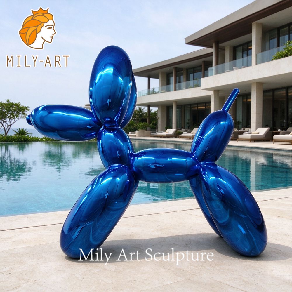 mirror polished stainless steel balloon dog sculpture