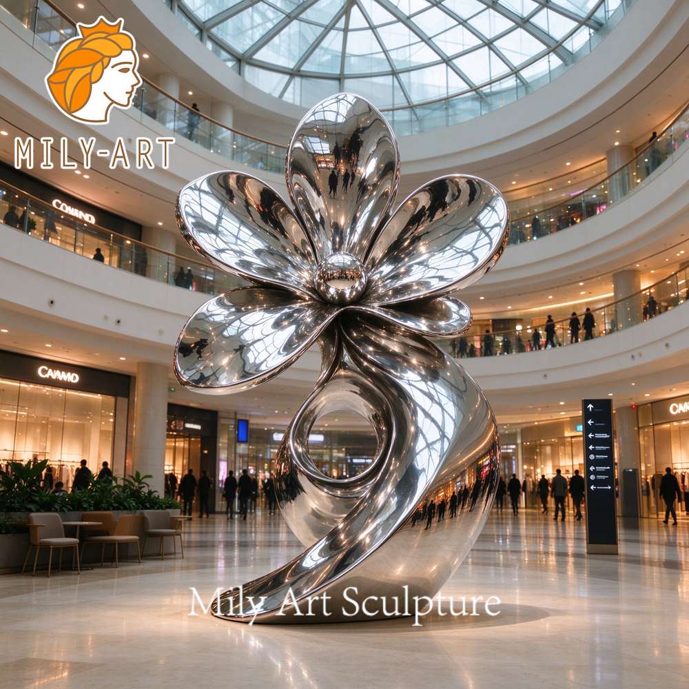 mirror polished stainless steel sculpture hotel lobby