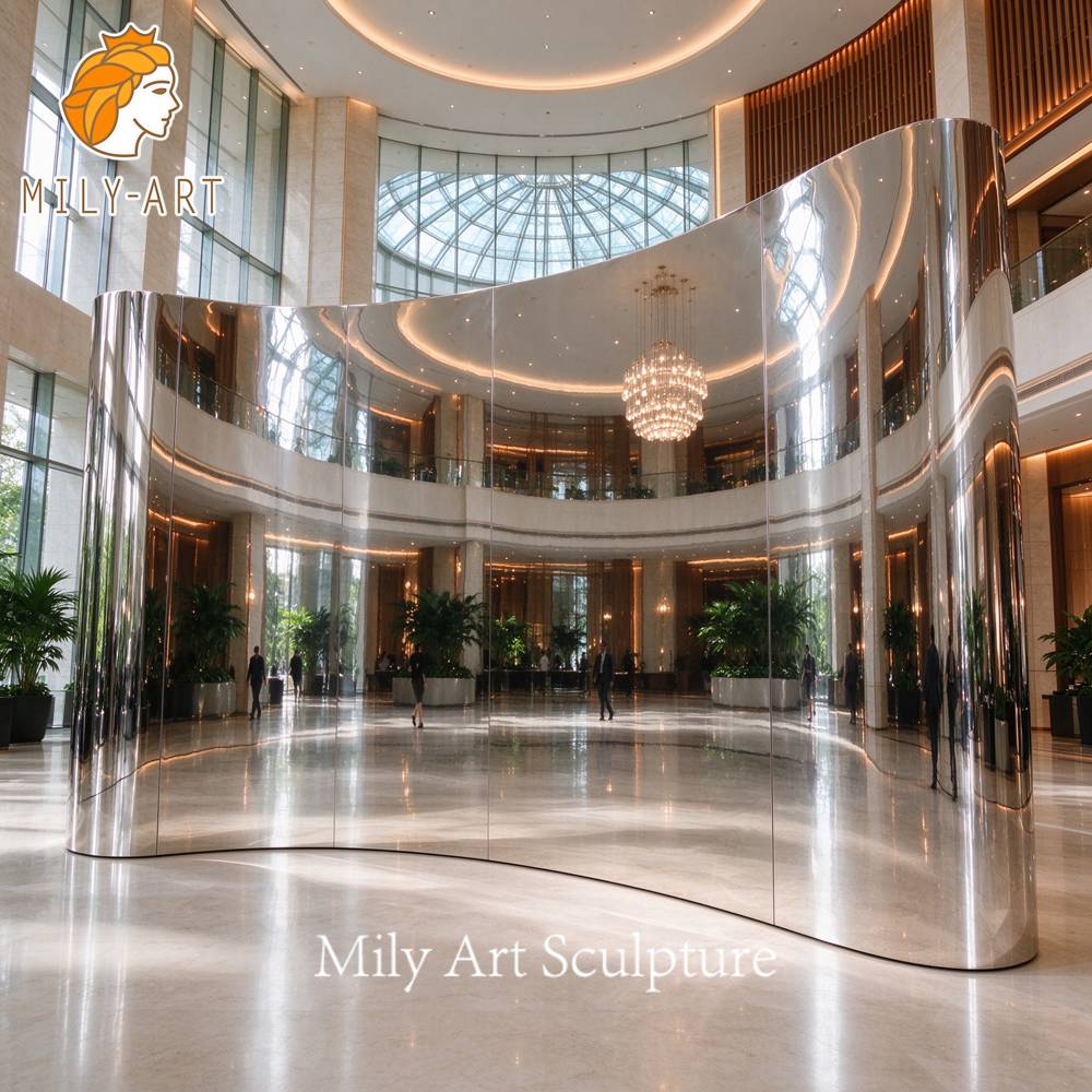 mirror polished stainless steel sculpture lobby