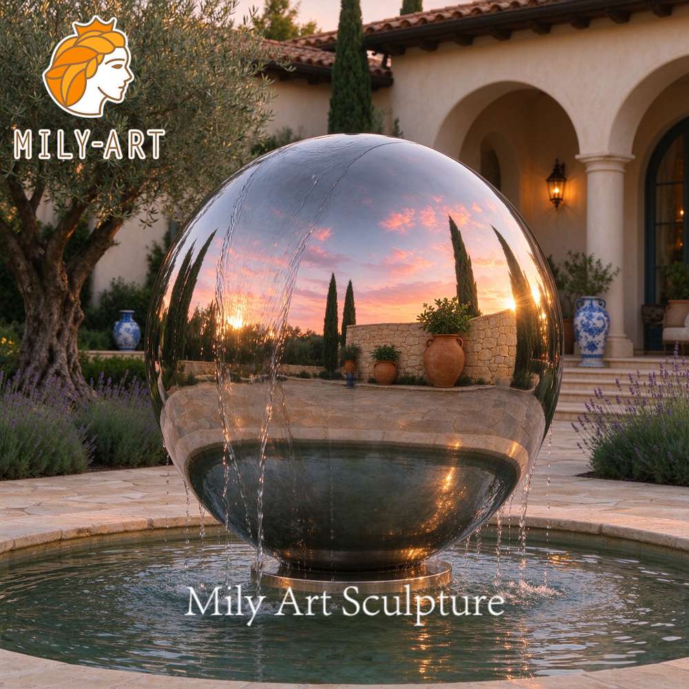mirror polished stainless steel water fountain