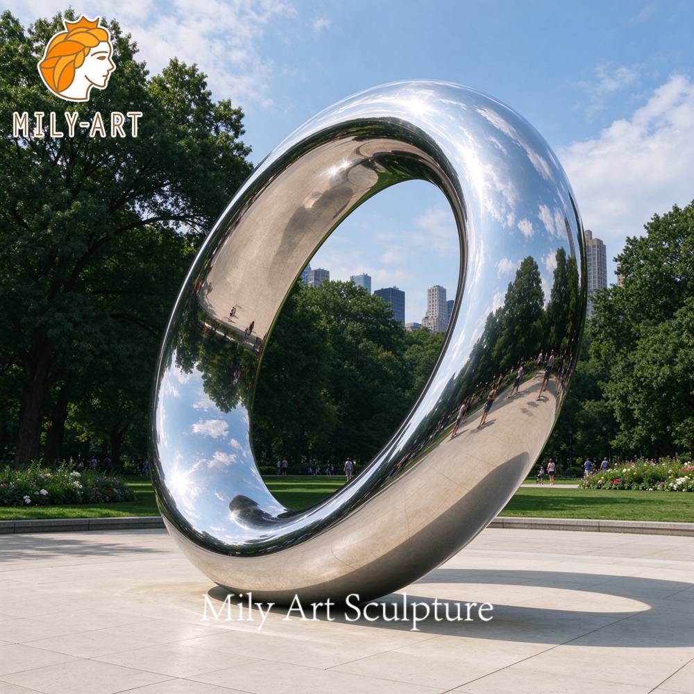 mirror stainless steel ring sculpture