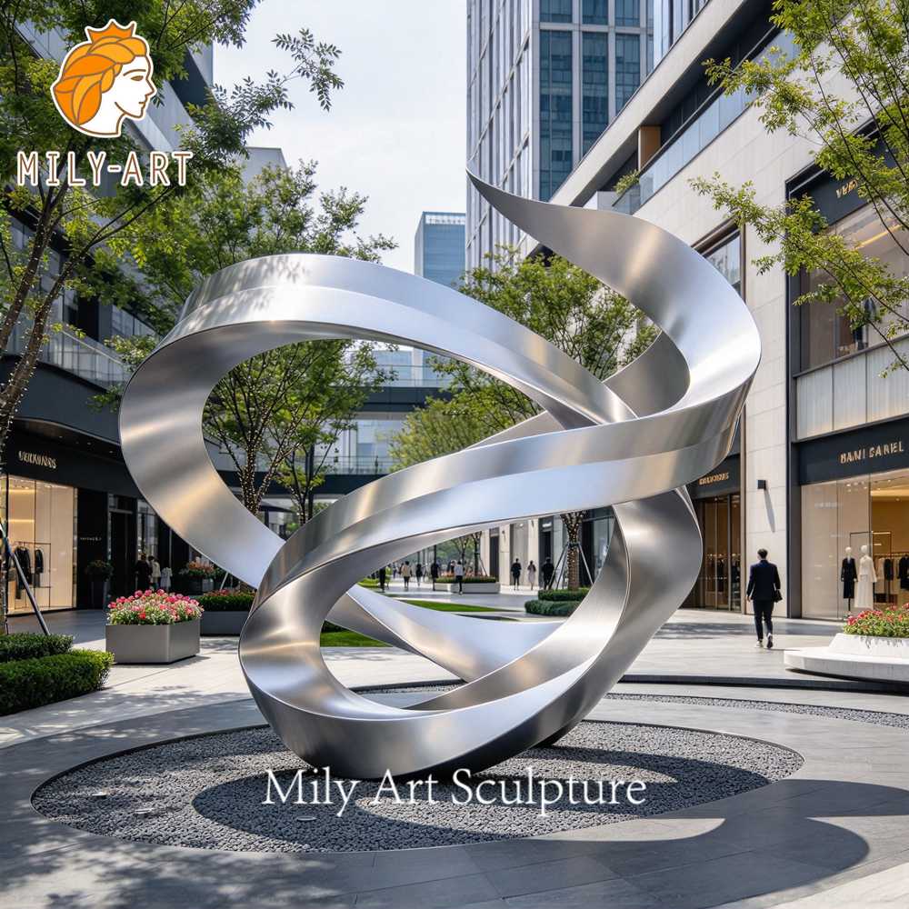 modern brushed stainless steel sculpture