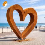 modern corten steel heart statue