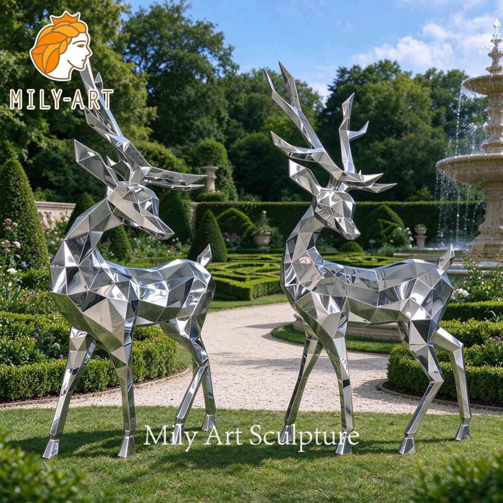modern metal deer garden sculptures