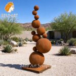 Stacked Corten Steel Ball Sculpture COT-007