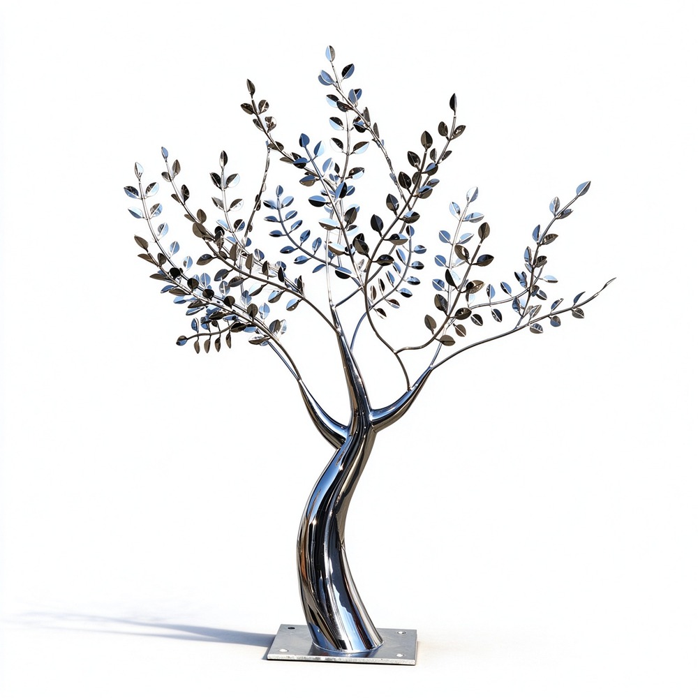 Mirror Polished Outdoor Metal Tree Sculpture GAR-011