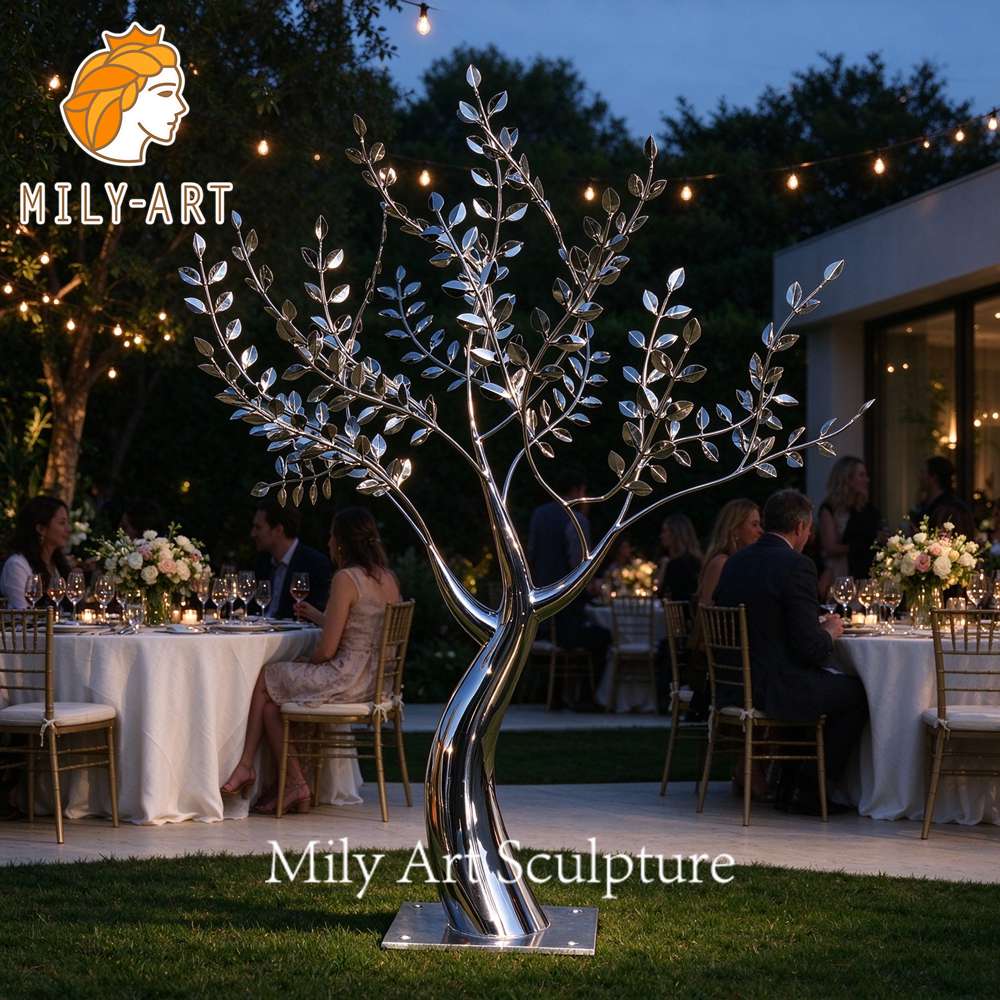 outdoor metal tree sculpture garden