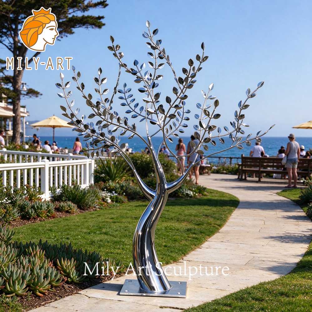 outdoor metal tree sculpture seaside