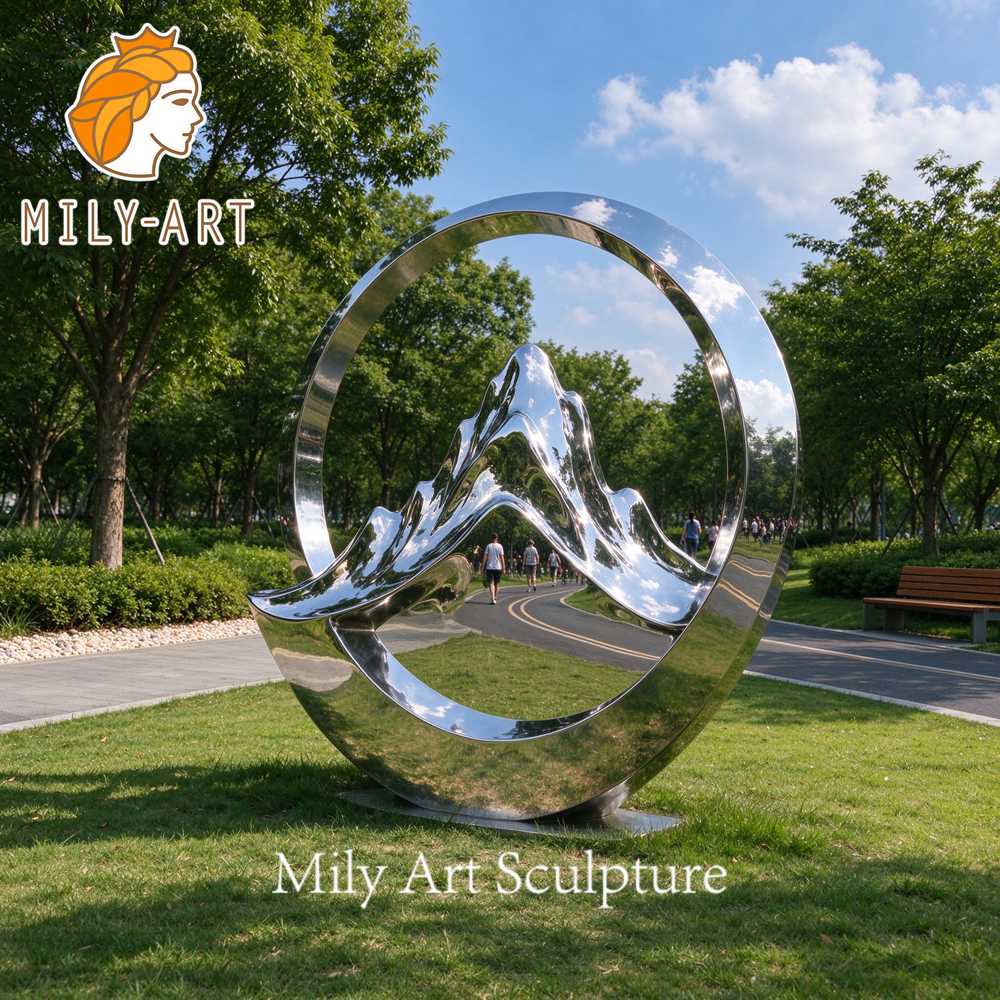 outdoor mirror polished stainless steel sculpture