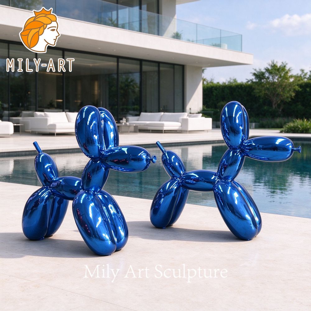outdoor stainless steel balloon dog sculpture