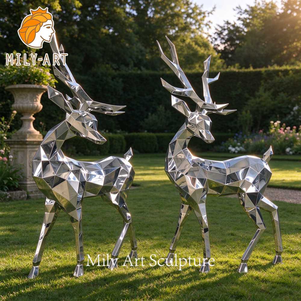 outdoor stainless steel deer statue