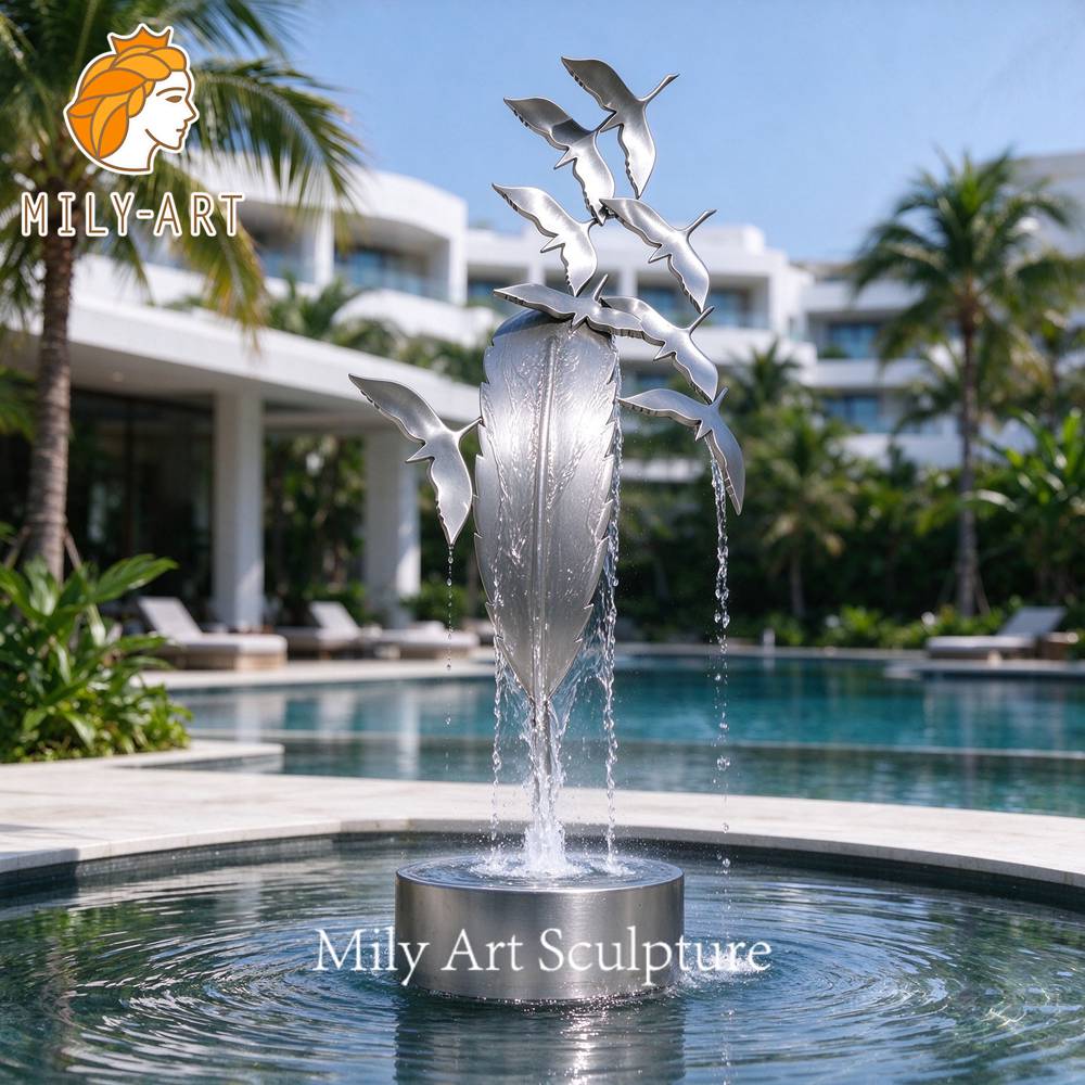 stainless steel bird water fountain