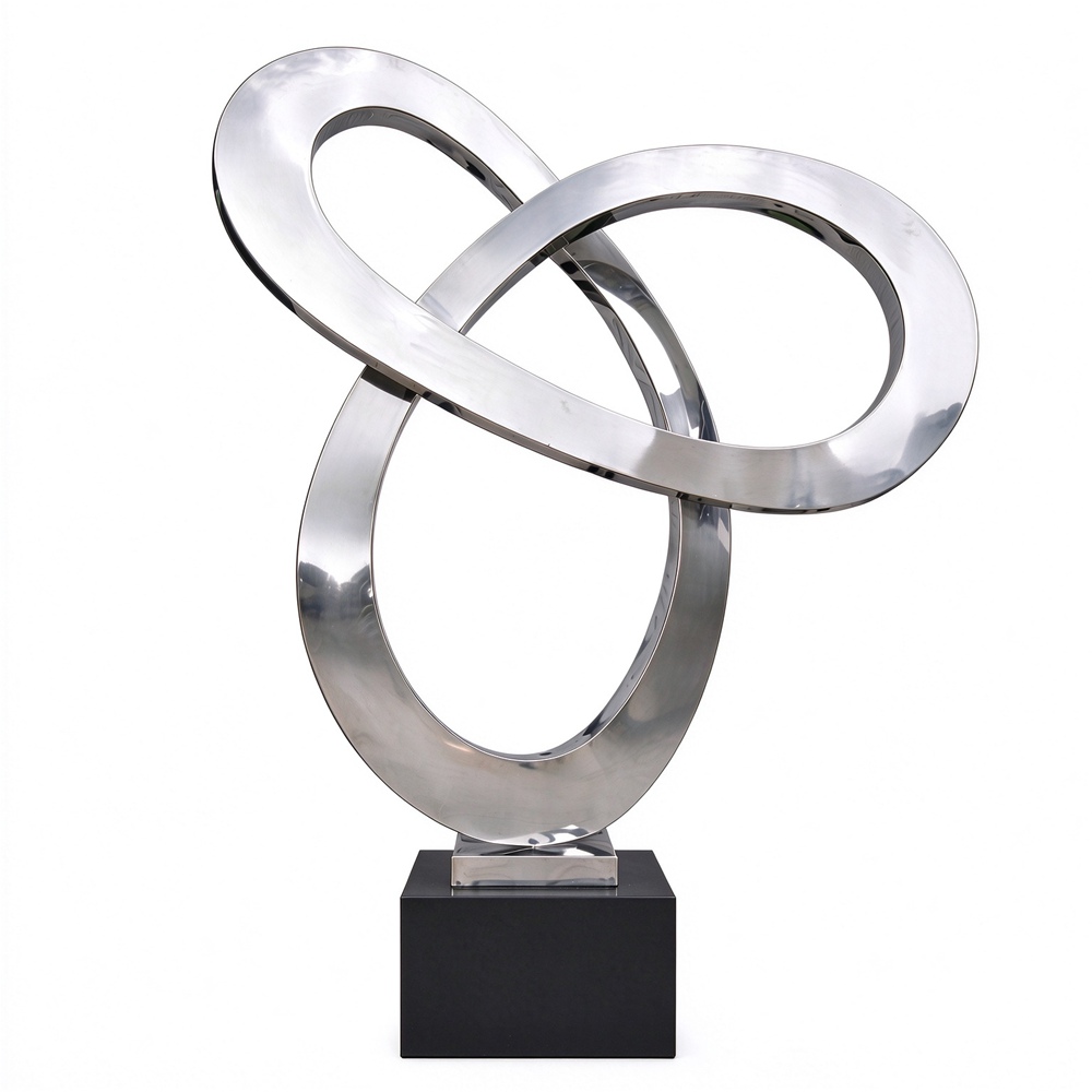 Mirror-Polished Stainless Steel Clover Sculpture ABS-017
