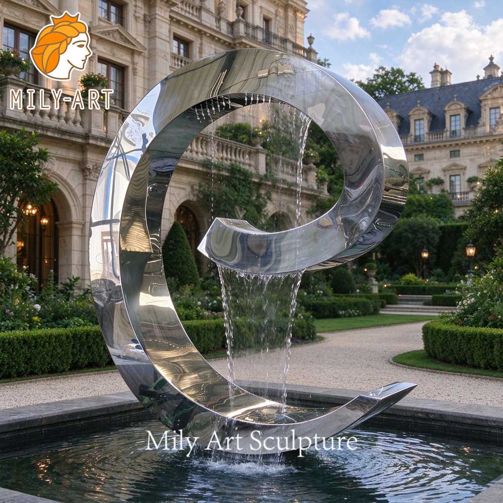 stainless steel curved water fountain