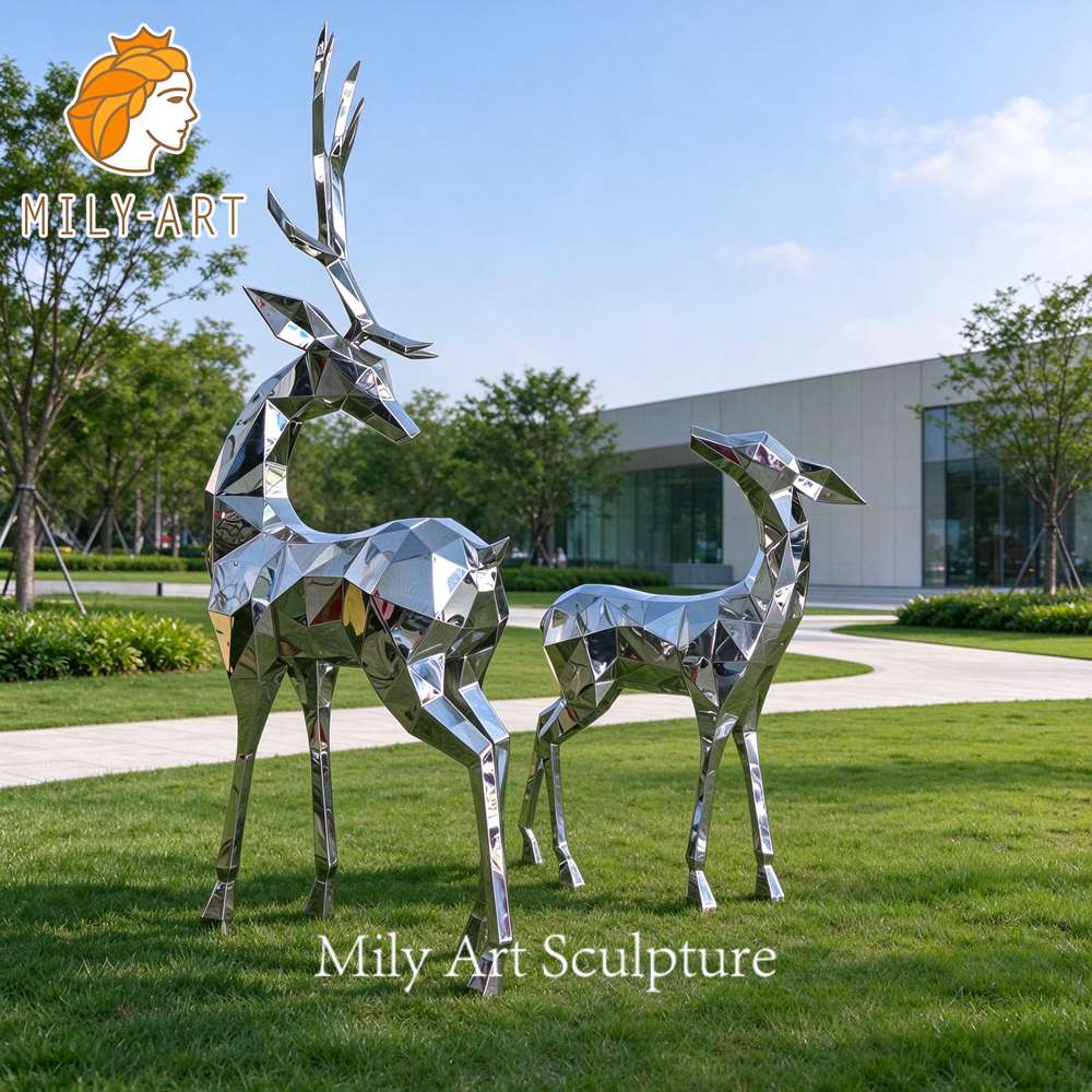 stainless steel deer garden sculpture