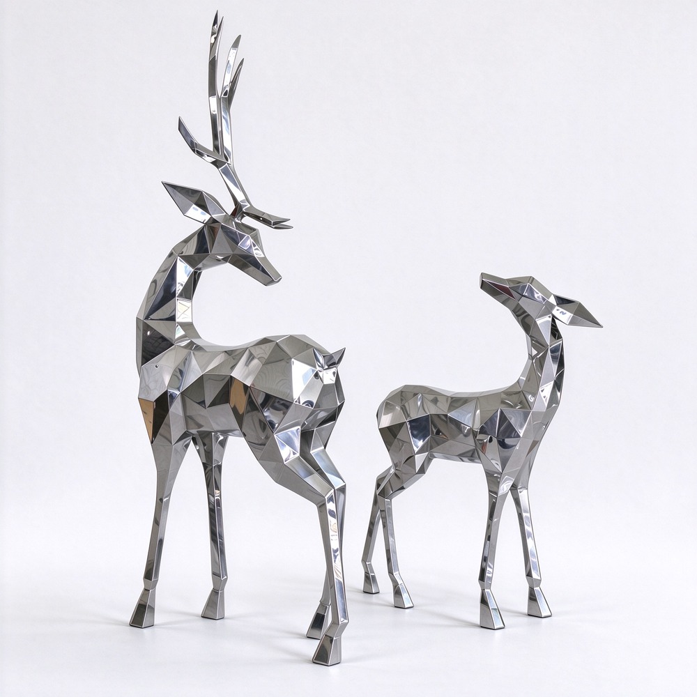 Geometric Stainless Steel Deer Sculpture ANI-017