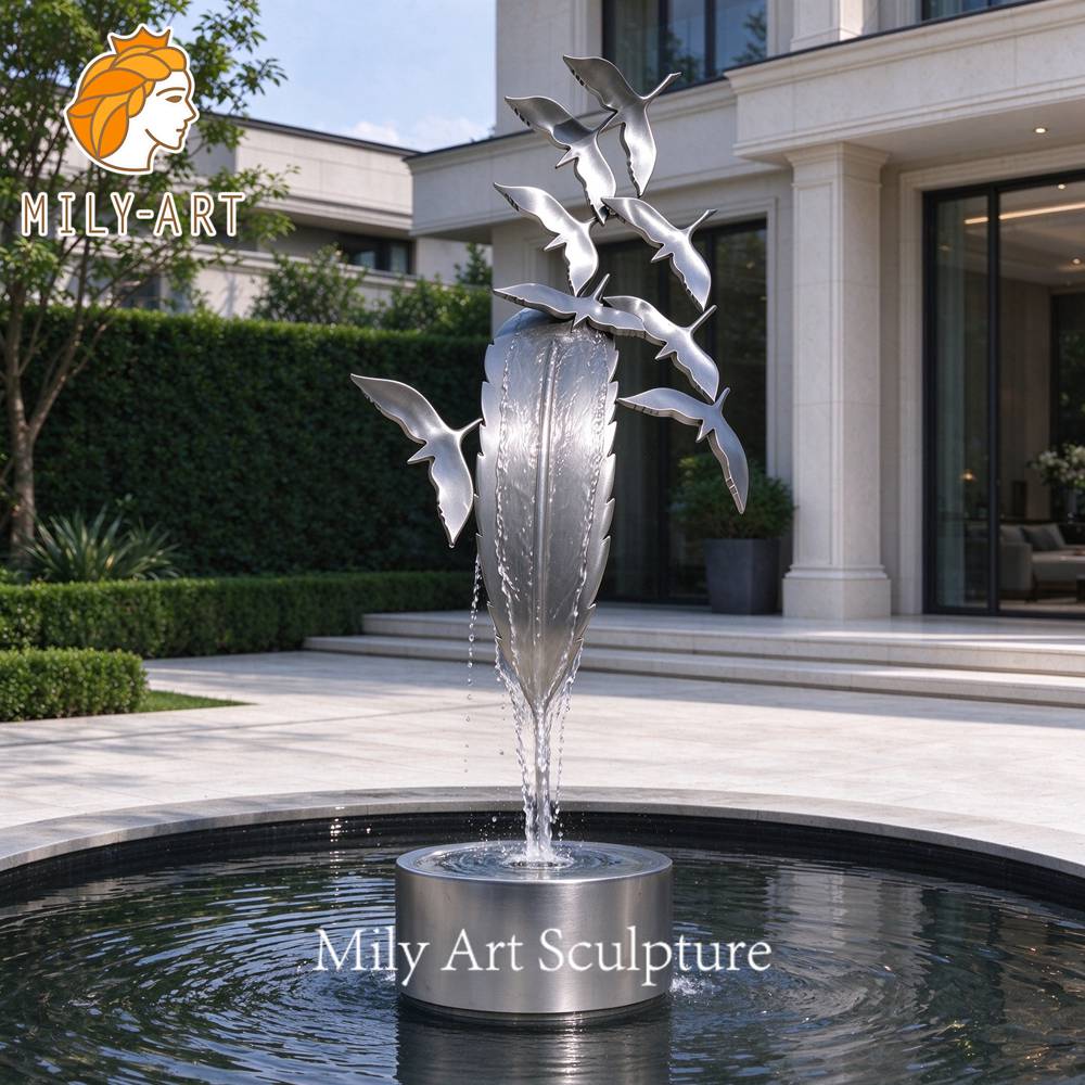 stainless steel flying bird fountain