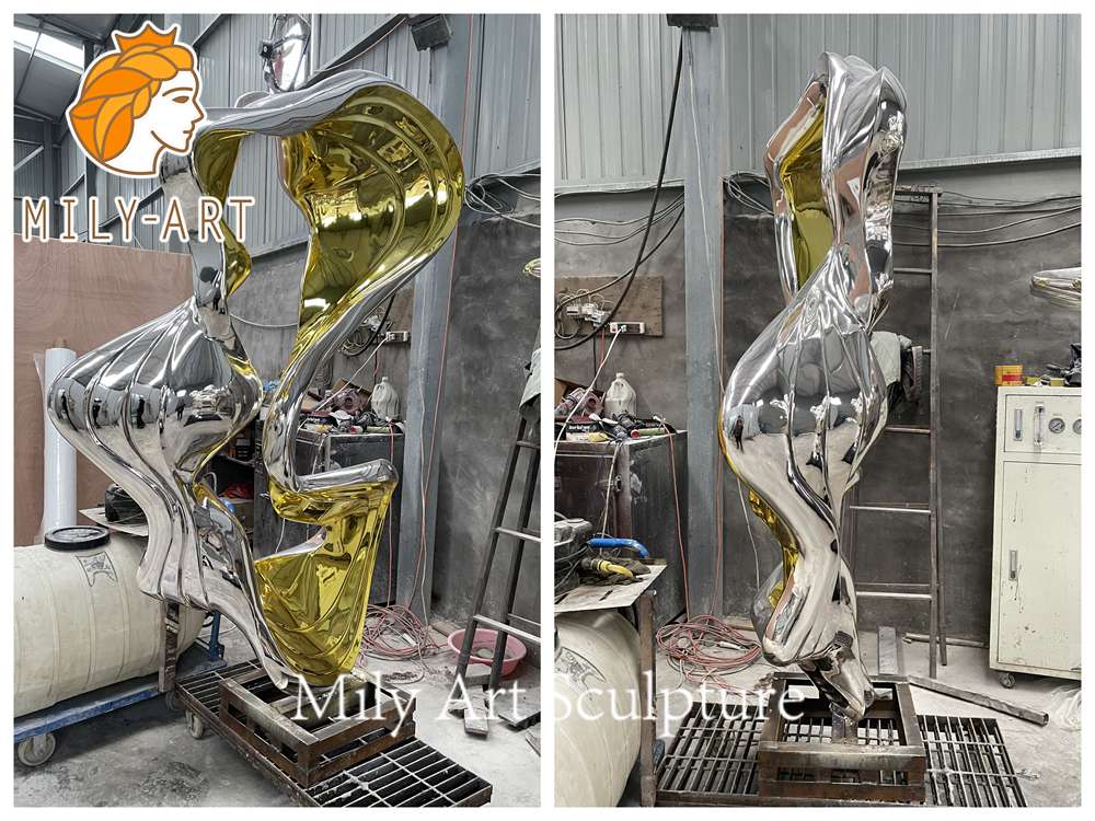 stainless steel modern sculpture gold PVD coating process