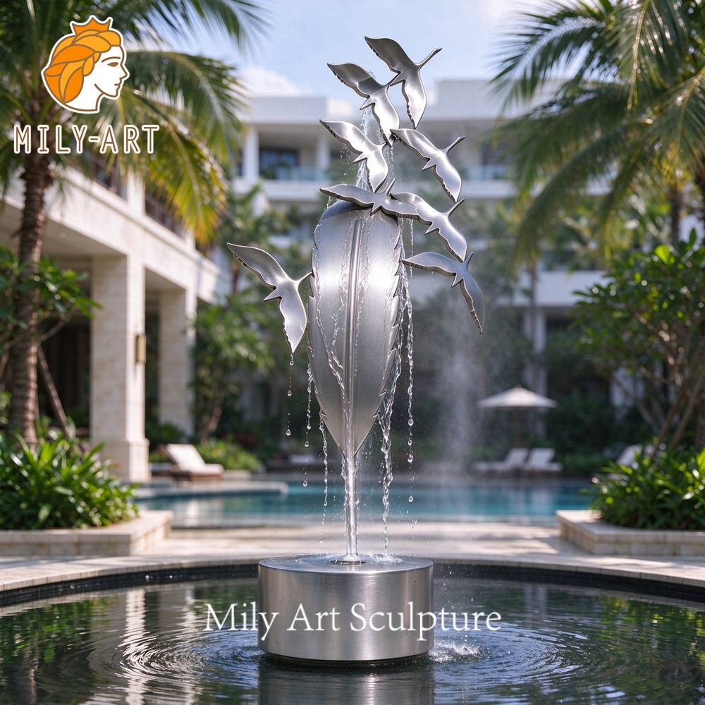 Stainless Steel Outdoor Bird Water Fountain WAT-013