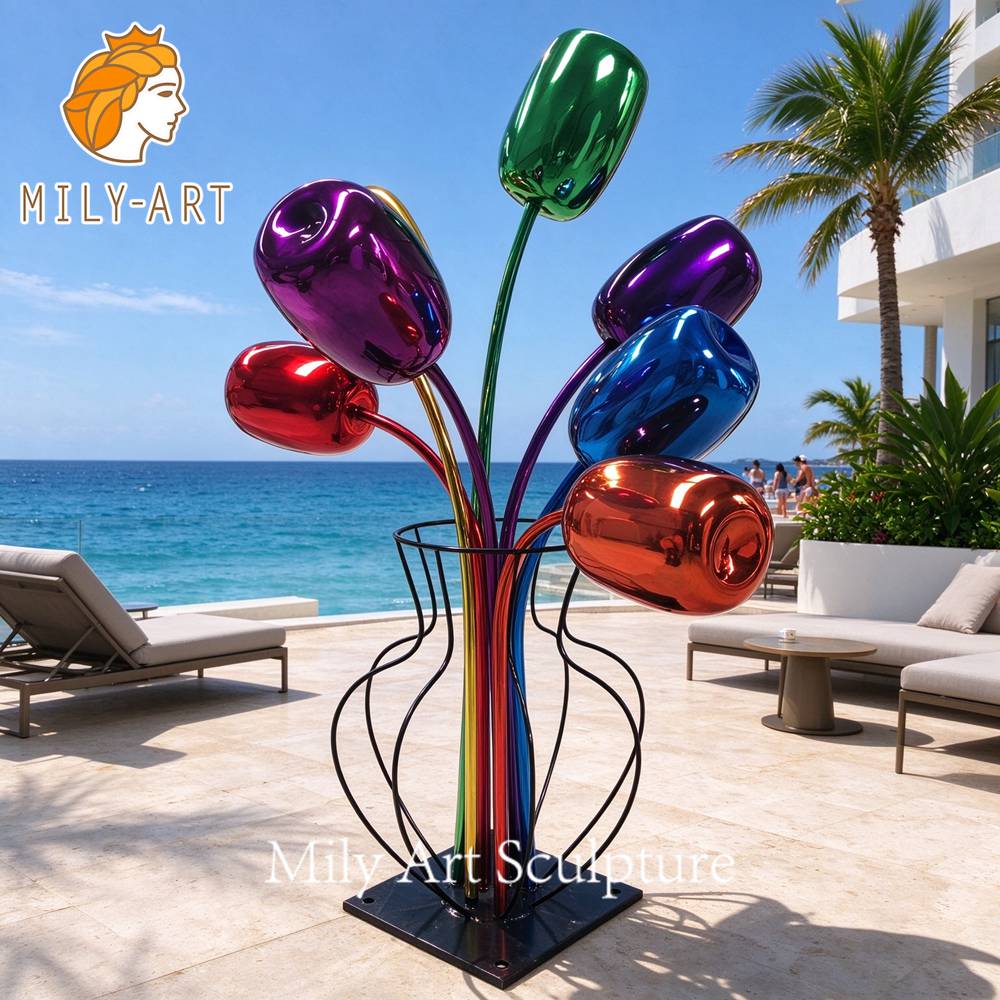 stainless steel tulip sculpture beach