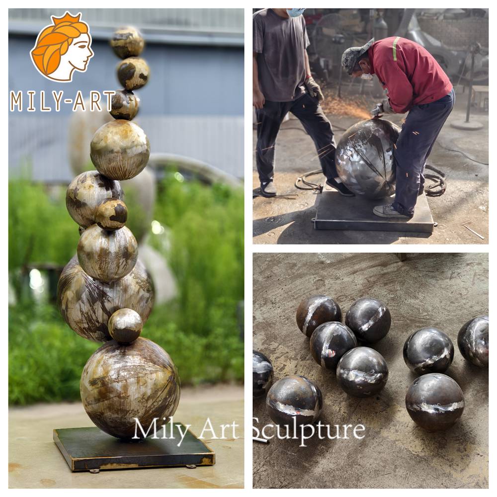 welded steel spheres before rust treatment